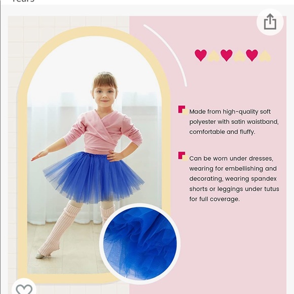 Simplicity Little Girl's 4 Layers Tulle Tutu Skirt, Royal Blue, 2-8 Years - Picture 6 of 11